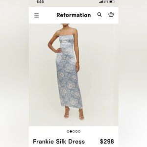 Frankie Silk Dress in Porcelain. from Reformation